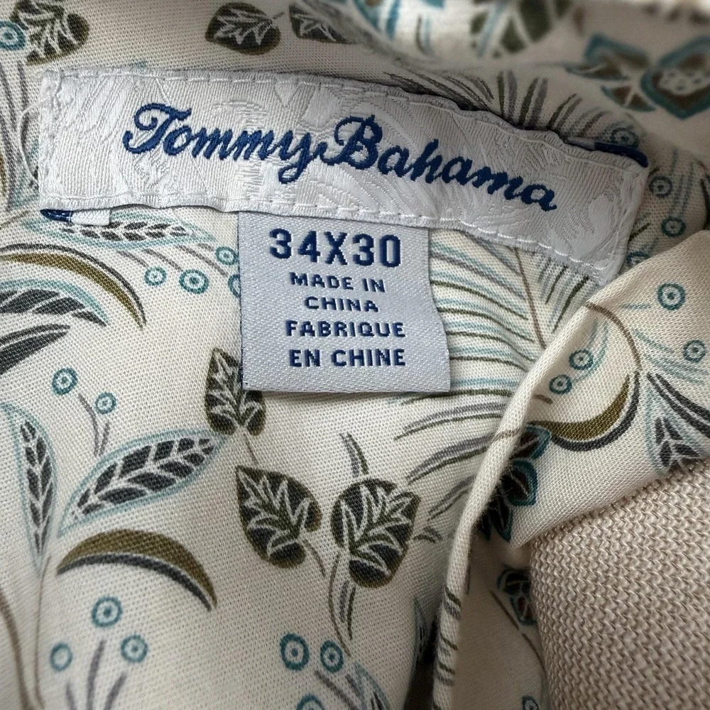Tommy Bahama Pants Mens 34x30 Beige Linen Blend Chino Summer Travel Casual